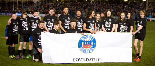 Children at Bath Rugby game as part of project