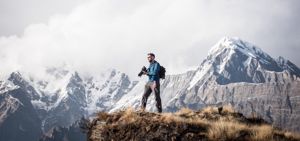 Johnny Fenn in Nepal, pictured with his camera